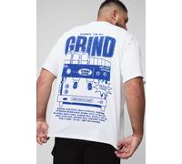 Grande taille - T-shirt oversize à imprimé Always On The Grind homme - blanc - 2XL, blanc