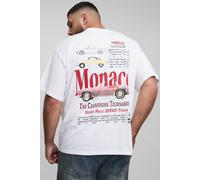 Grande taille - T-shirt oversize à imprimé Monaco voiture homme - blanc - 2XL, blanc