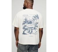 Grande taille - T-shirt oversize à imprimé paysage homme - pierre - 5XL, pierre