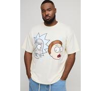 Grande taille - T-shirt oversize à imprimé Rick et Morty homme - ecru - 4XL, ecru
