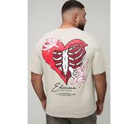 Grande taille - T-shirt oversize à imprimé squelette - MAN homme - pierre - 5XL, pierre