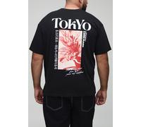 Grande taille - T-shirt oversize à imprimé Tokyo homme - noir - 5XL, noir