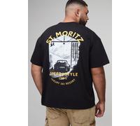 Grande taille - T-shirt oversize à imprimé voiture homme - noir - 4XL, noir