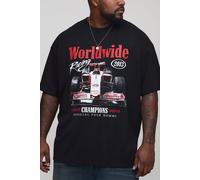 Grande taille - T-shirt oversize à imprimé Worldwide homme - noir - 5XL, noir