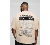 Grande taille - T-shirt oversize délavé à imprimé Disney Cars homme - pierre - 2XL, pierre