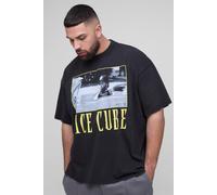 Grande taille - T-shirt oversize délavé à imprimé Ice Cube homme - acid wash black - 2XL, acid wash black