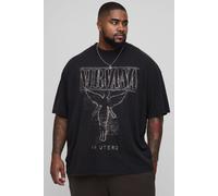 Grande taille - T-shirt oversize délavé à imprimé Nirvana homme - acid wash black - 2XL, acid wash black