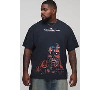 Grande taille - T-shirt oversize délavé à imprimé Terminator homme - noir - 2XL, noir