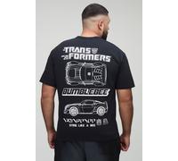 Grande taille - T-shirt oversize délavé à imprimé Transformers homme - noir - 2XL, noir