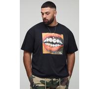 Grande taille - T-shirt oversize délavé à strass homme - acid wash black - 2XL, acid wash black