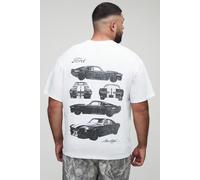 Grande taille - T-shirt oversize imprimé à imprimé Ford Mustang homme - blanc - 3XL, blanc