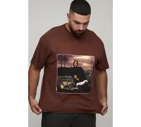 Grande taille - T-shirt oversize imprimé à imprimé Ice Cube homme - brun - 2XL, brun
