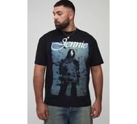 Grande taille - T-shirt oversize imprimé à imprimé Jennie homme - acid wash black - 5XL, acid wash black