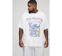 Grande taille - T-shirt oversize imprimé à imprimé The Simpsons homme - blanc - 3XL, blanc