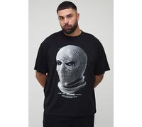 Grande taille - T-shirt oversize imprimé à strass homme - noir - 5XL, noir
