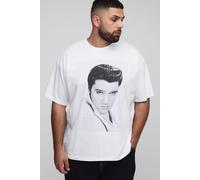 Grande taille - T-shirt oversize imprimé Elvis Presley homme - blanc - 2XL, blanc