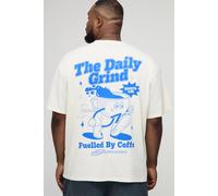 Grande taille - T-shirt oversize imprimé homme - ecru - 5XL, ecru