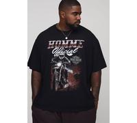 Grande taille - T-shirt oversize imprimé moto homme - noir - 5XL, noir