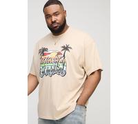 Grande taille - T-shirt oversize imprimé Nickelback homme - beige - 2XL, beige