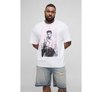 Grande taille - T-shirt oversize surteint à imprimé Elvis Presley homme - blanc - 5XL, blanc