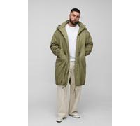 Grande taille - Veste mi-longue à col montant en nylon homme - kaki - 2XL, kaki
