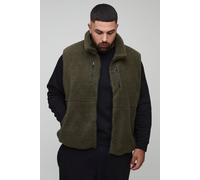 Grande taille - Veste technique sans manches en polaire homme - kaki - 5XL, kaki
