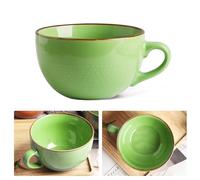Grande tasse à café - 700 ml - En céramique - Avec anse - Bol à soupe - Tasse à café - Bols à céréales - Bol à salade - XXL - Pour cappuccino, ramen (vert)