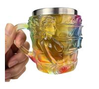 Grande Tasse À Café, Design en Relief 3D en Résine, Tasse en Résine Et Acier Inoxydable pour Un Usage Quotidien, Tasse À Café Artistique avec Poignée Ergonomique pink