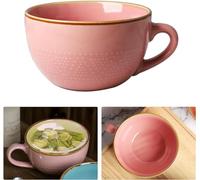 Grande tasse à café en céramique, 700 ml, tasse à café avec anse, tasse à café, thé, céréales, taille XXL, en céramique, passe au micro-ondes (rose)