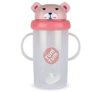 TUM TUM Tasse avec paille lestée, Tasse anti-fuite, Tasse d’Apprentissage pour Bébé, Couvercle Rabattable, Paille en Silicone (Besty l’Ours 300ml)