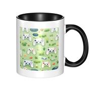 Grande tasse en céramique bicolore avec manette de jeu dans l'herbe, convient pour le bureau et les loisirs à la maison - Passe au micro-ondes