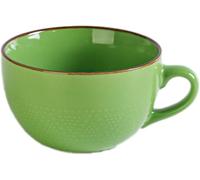 Grande tasse en céramique de 700 ml, tasse en grès, tasses pour cappuccino, tasse XXL en céramique avec poignée, grandes tasses à muesli avec poignée, bol à salade, tasse à café en porcelaine (vert)
