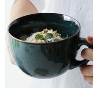 Grande tasse en céramique de 700 ml, tasse en grès, tasses pour cappuccino, tasse XXL en céramique avec poignée, grandes tasses à céréales avec poignée, bol à salade, tasse à café en porcelaine (vert