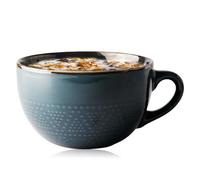 Grande tasse en céramique : tasse à café de 700 ml avec poignée, bol à soupe, tasses à thé, tasse à petit-déjeuner céréales, convient aux desserts au lait, à l'avoine, au micro-ondes (vert foncé)