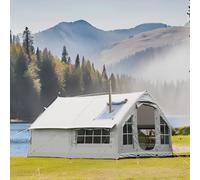 Grande Tente Gonflable, Tente De Camping Extérieure Entièrement Automatique, avec Sortie De Cheminée, Espace 10㎡, Colonne d'air Intégrée, PU2000mm Étanche (Grey, 385 * 260 * 200cm)