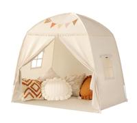 Grande Tente Tipi pour Enfants : avec Drapeaux Tente pour Enfants Garçons et Filles Maison de Jeu Intérieure Auvent lit pour Salle de Jeux Cadeau Jouet (Crème)