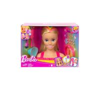 Grande Tete a coiffer Barbie Blonde avec meches arc en ciel - 22 accessoires Color Reveal - Set Jouet coiffure fille et carte