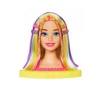 Grande Tete à coiffer Blonde avec meches Arc en Ciel - 22 Accessoires pour Barbie - Set Jouet Coiffure Fille avec Carte Tigre