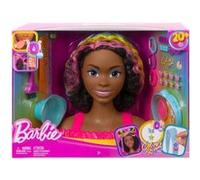 Grande Tete A Coiffer Métisse Noire Avec Meches Arc En Ciel - 22 Accessoires Color Reveal Barbie - Set Jouet Coiffure Fille Et Carte