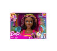 Grande Tete a coiffer Métisse Noire avec meches arc en ciel - 22 accessoires Color Reveal Barbie - Set Jouet