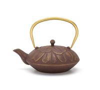 Grande théière Asia en fonte grise de 1,3 l - Induction - Violet - Avec anse dorée et filtre à thé en acier inoxydable - Idéale pour les thés en vrac