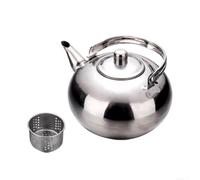 Grande théière en acier inoxydable de 2 L avec filtre pour brassage sûr sur la cuisinière, distribution rapide de la chaleur, argenté (18 cm)
