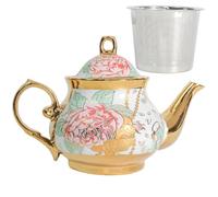 Grande théière en céramique de style royal britannique classique, vintage, parfaite pour les rassemblements quotidiens (bleu, taille L)