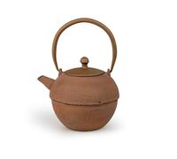 Grande théière en fonte inductive de 1,2 l - Verseuse asiatique en fonte marron avec anse et filtre à thé en acier inoxydable - Idéale pour les thés en vrac