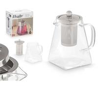 Grande théière en verre - Pour préparer du thé aux feuilles, herbes, fruits, infusions chaudes ou froides | Étui filtre en acier inoxydable - Verre résistant à la chaleur (S - 0,8 l)
