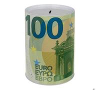 Grande Tirelire en Métal XXL Motif 'Billets de Banque de 100 EURO' / Dimensions : 15 x 15 x 22 cm