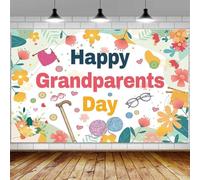 Grande toile de fond « Happy Grandparents Day » - 180 x 119 cm - Bannière « Happy Grandparents Day » - Décoration murale à suspendre pour fête des grands-parents
