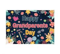 Grande toile de fond « Happy Grandparents Day » - 180 x 119 cm - Bannière « Happy Grandparents Day » - Décoration murale à suspendre pour fête des grands-parents