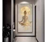 Grande toile imprimée représentant une arche d'oliviers sur la côte méditerranéenne - Décoration murale beige et blanche d'inspiration grecque, inspirée des îles grecques (70 x 140 cm / sans cadre)