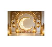 Grande toile murale pour Ramadan Kareem pour l'Aïd, 109,2 x 177,8 cm, décoration du Ramadan - Mosquée islamique croissant de lune - Bannière de l'Aïd Mubarak, pour porte de maison, toile de fond à